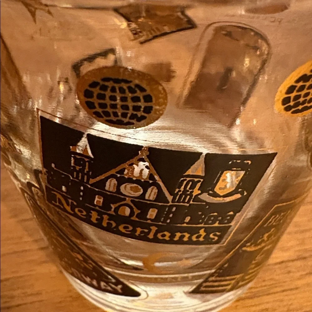 2 NATO Gold & Black Postage Stamp Design Rocks Glasses USA Italy Canada Norway